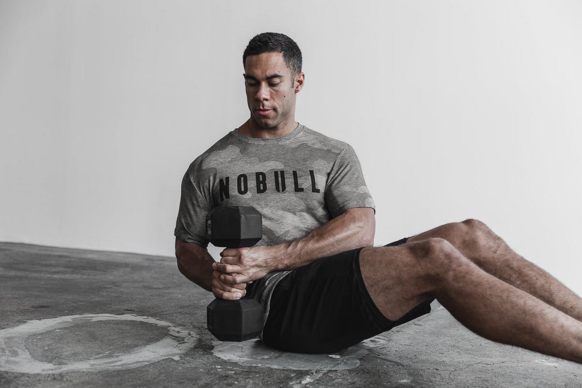 Grey Camo Men's Nobull T Shirts | USA076325