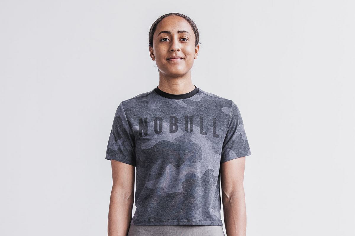 Grey Camo Women\'s Nobull Boxy T Shirts | USA120498