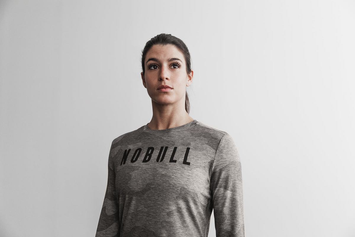 Grey Camo Women's Nobull Long Sleeves | USA570361