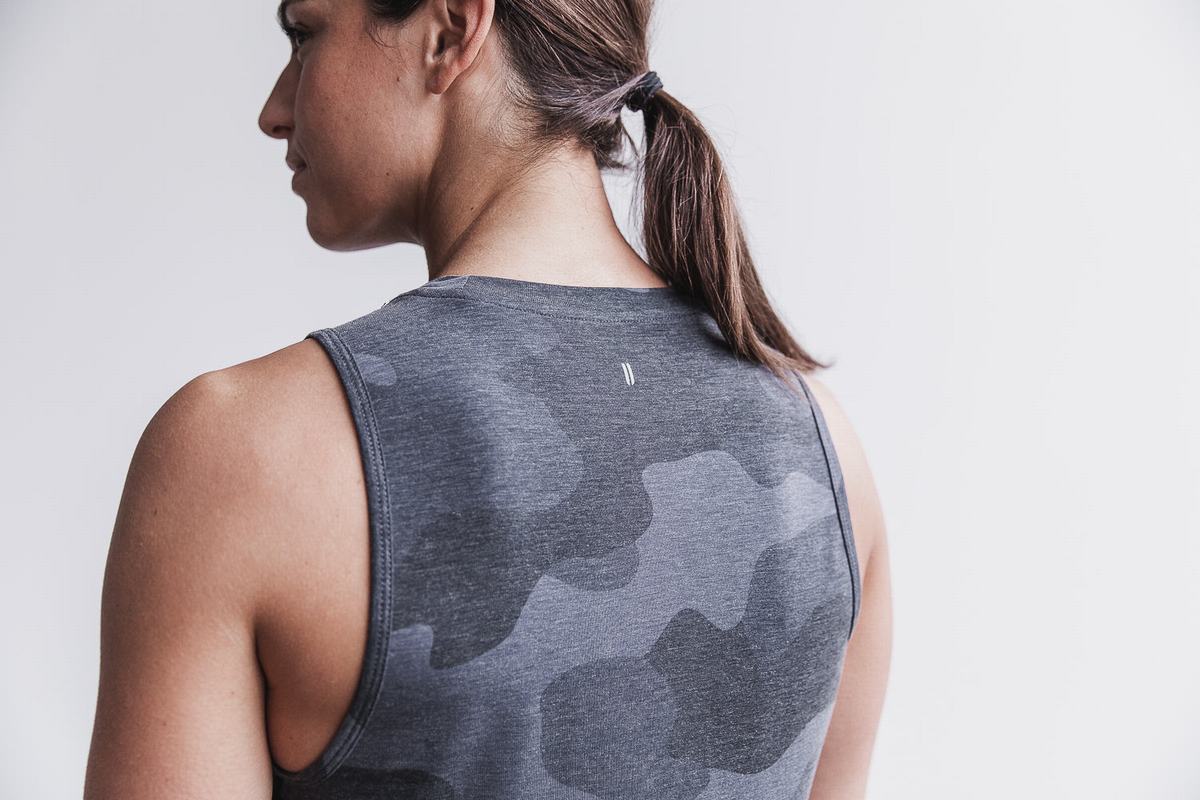 Grey Camo Women's Nobull Muscle Tank Tops | USA102673