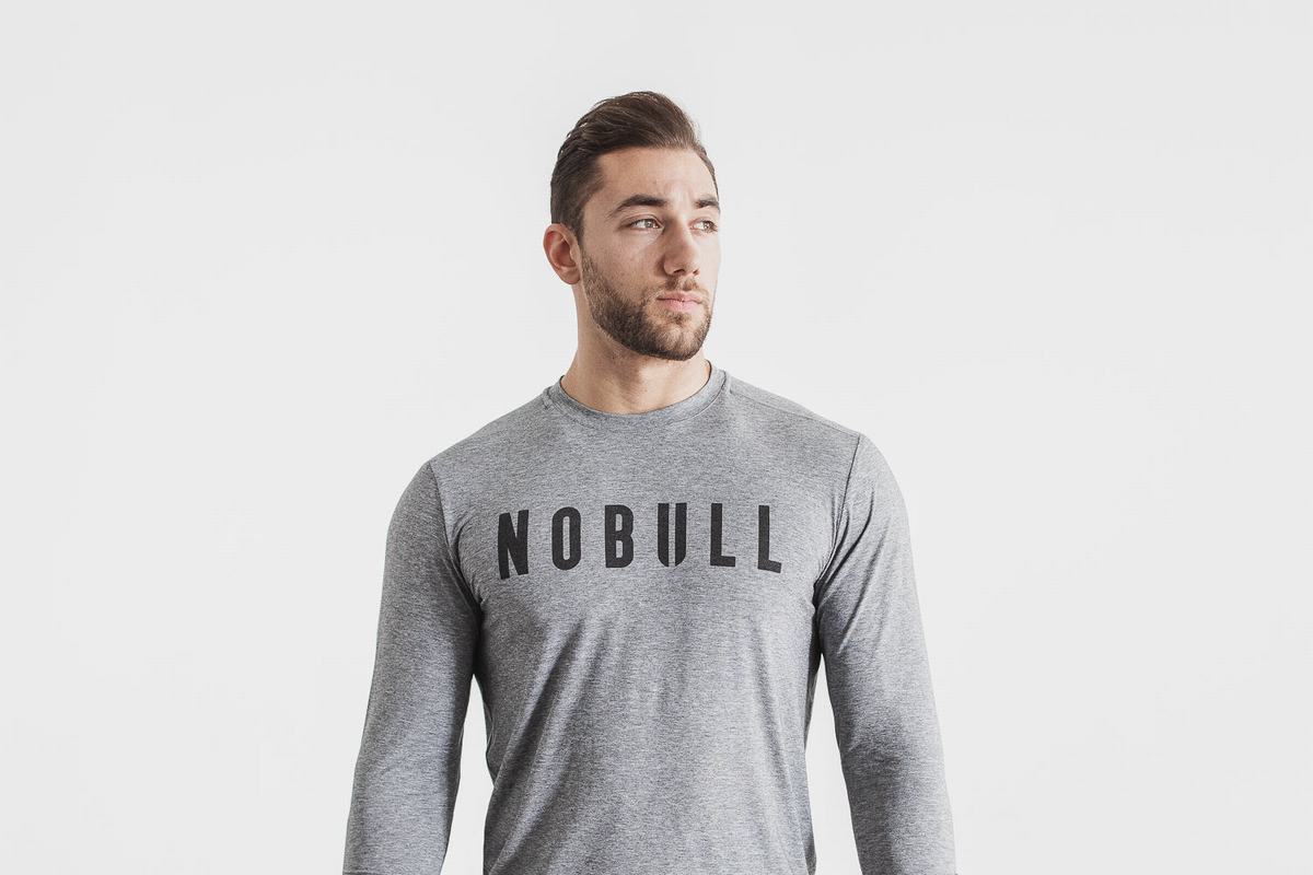 Grey Men\'s Nobull Long Sleeves | USA731925