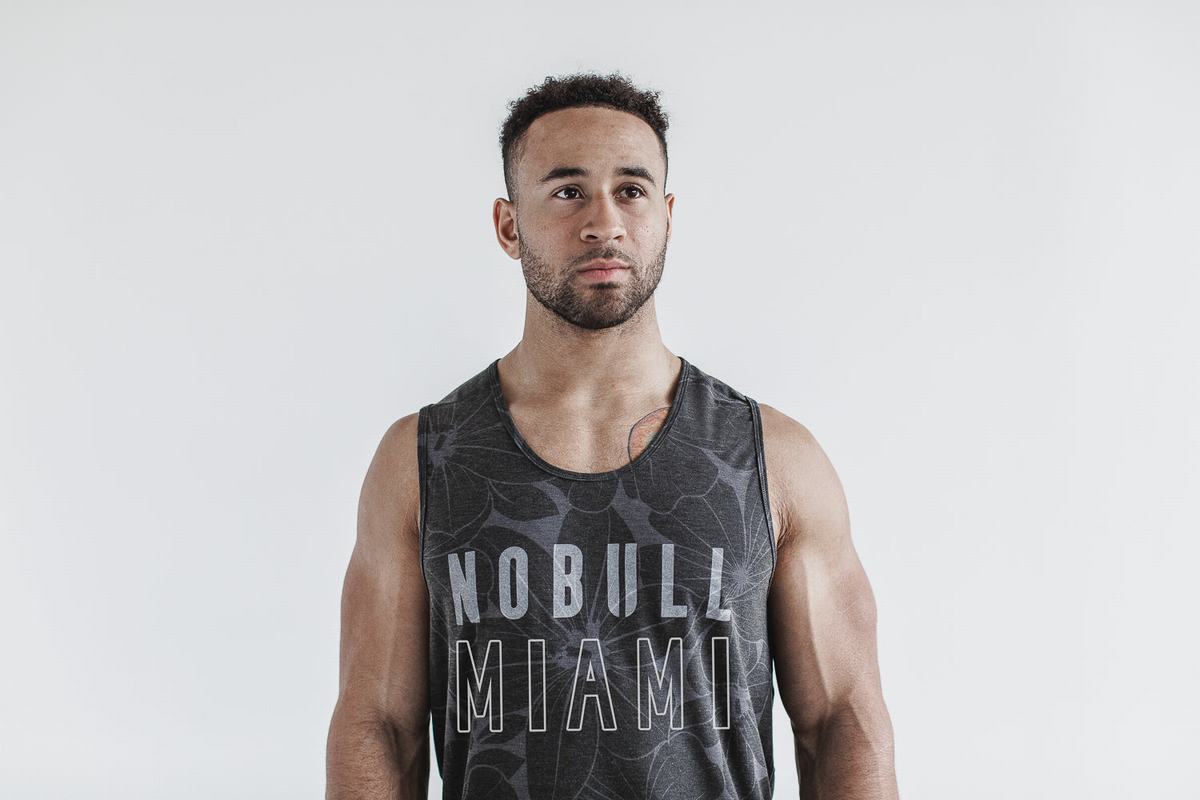 Grey Men\'s Nobull Miami Tank Tops | USA692748