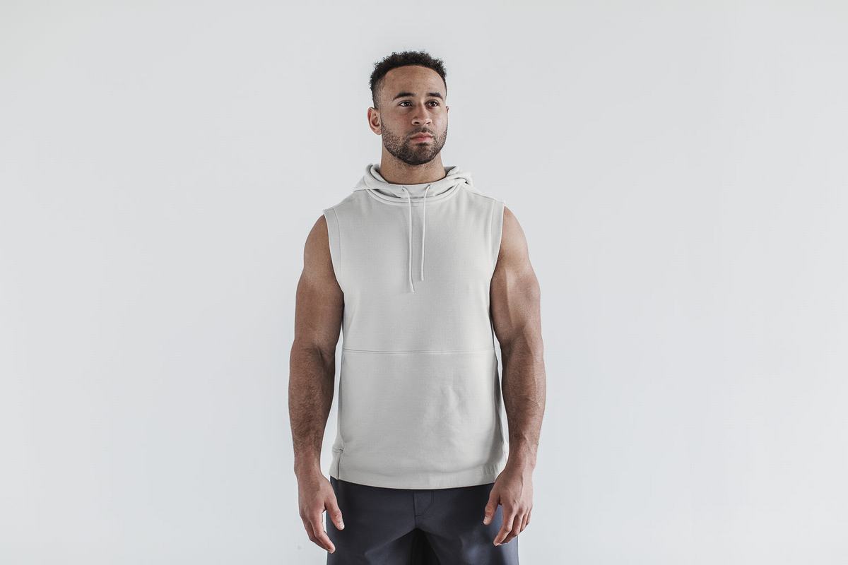 Grey Men\'s Nobull Microplush Sleeveless Hoodie | USA318924