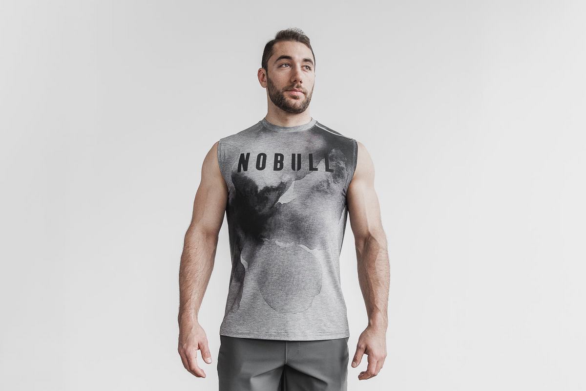 Grey Men\'s Nobull Sleeveless T Shirts | USA159462