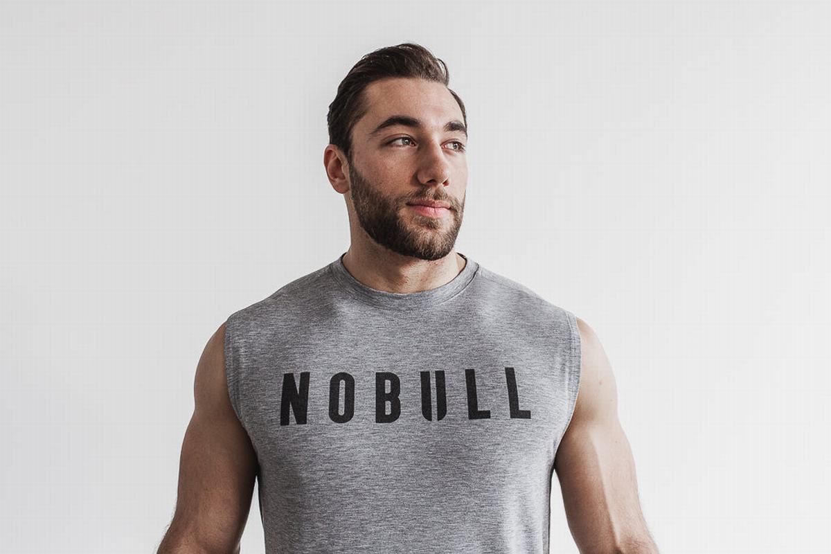 Grey Men\'s Nobull Sleeveless T Shirts | USA863274