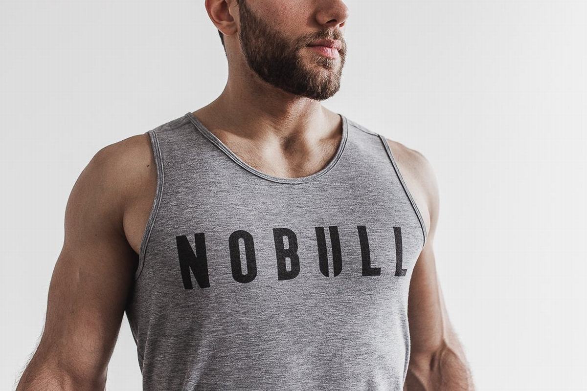 Grey Men's Nobull Tank Tops | USA609143