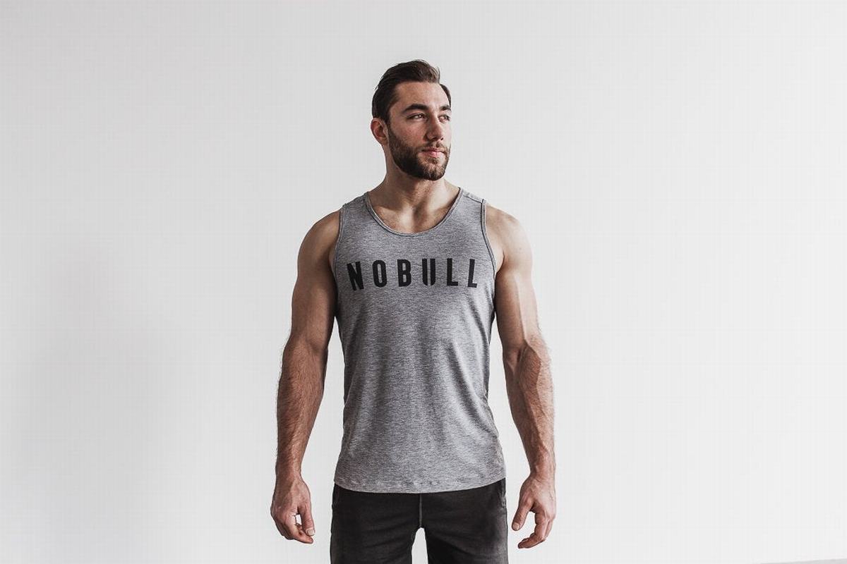 Grey Men\'s Nobull Tank Tops | USA609143