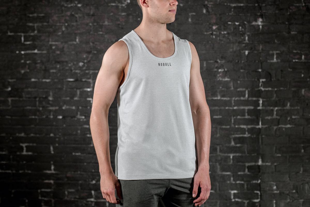 Grey Men\'s Nobull Textured Tank Tops | USA915487