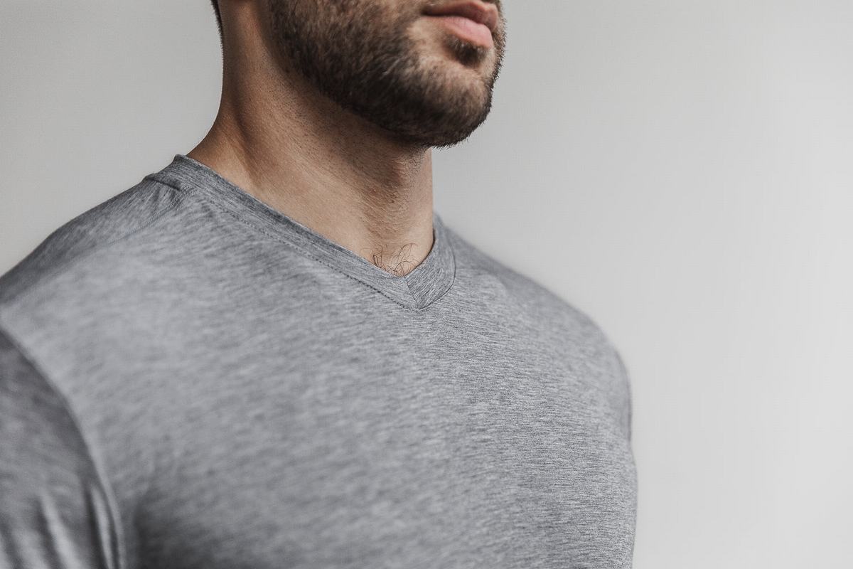 Grey Men's Nobull V-Neck T Shirts | USA708235