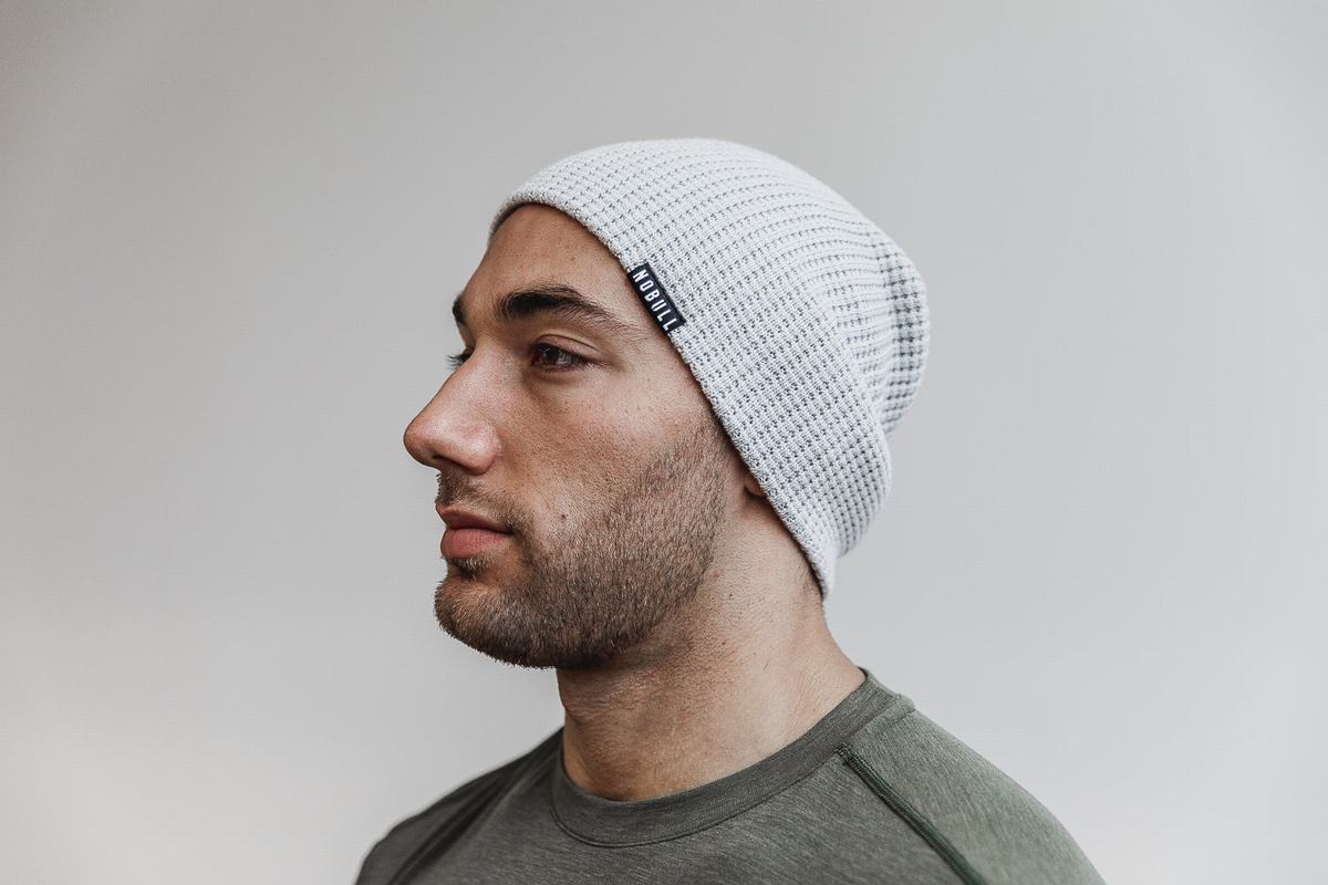 Grey Men's Nobull Waffle Beanie | USA103986