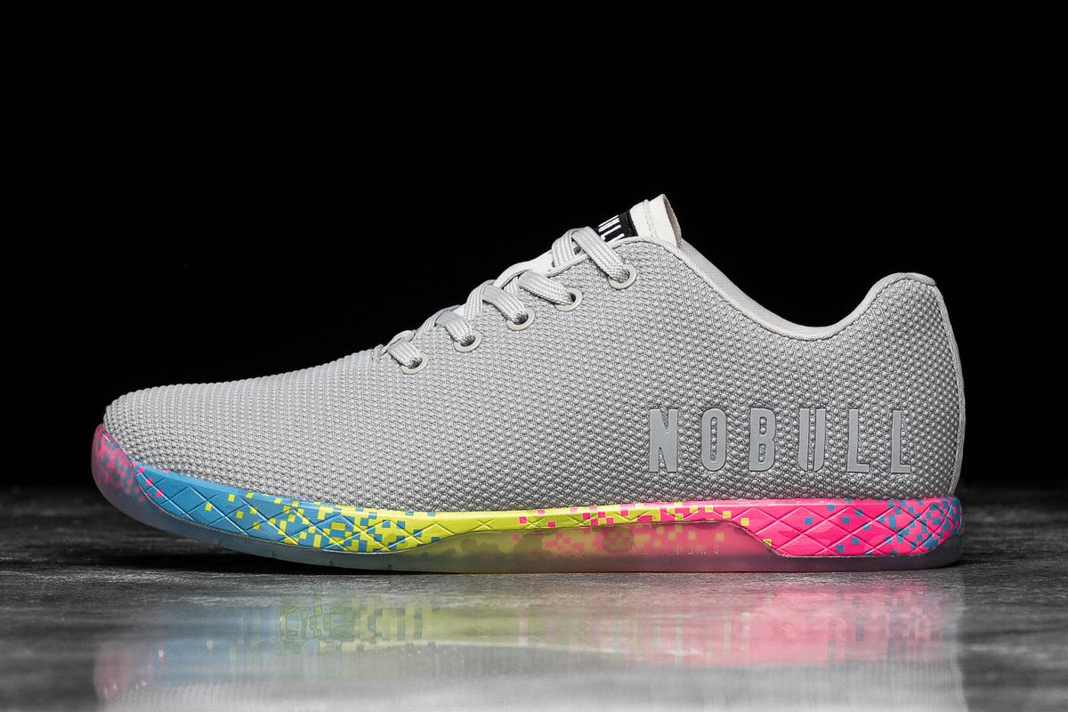 Grey Multicolor Men\'s Nobull Superfabric Arctic Neon Trainers | USA297603