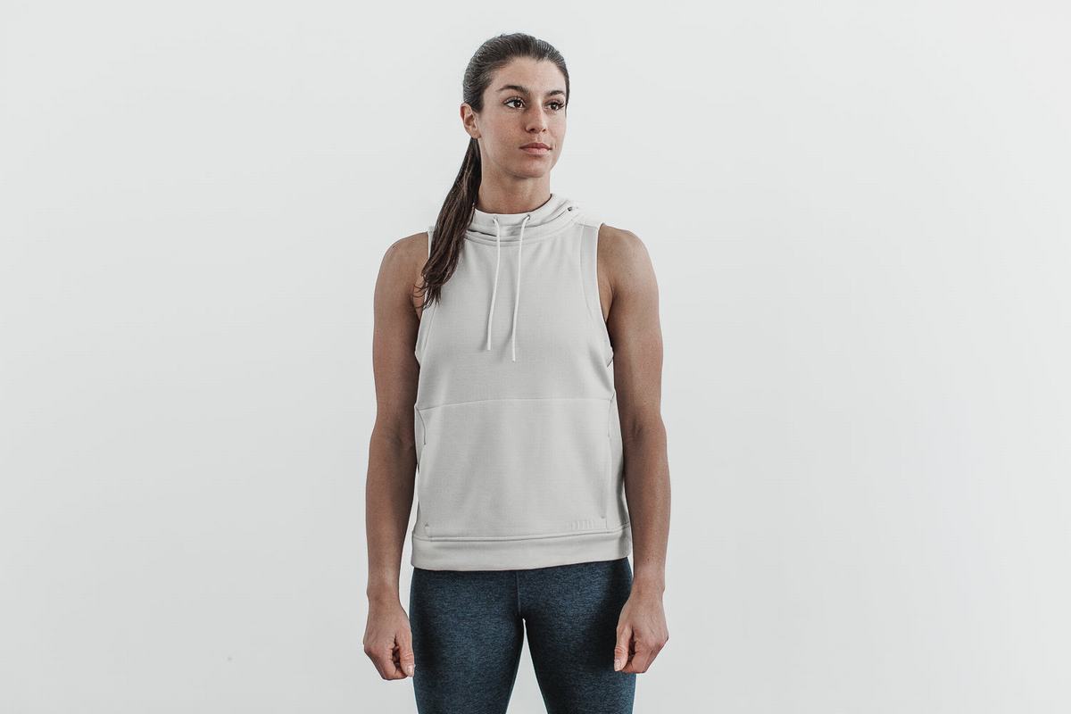 Grey Women's Nobull Microplush Sleeveless Hoodie | USA307162