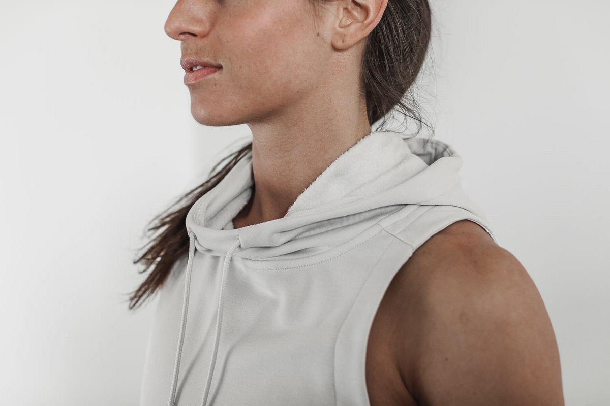 Grey Women's Nobull Microplush Sleeveless Hoodie | USA307162