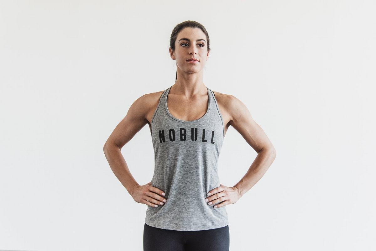 Grey Women's Nobull Racerback Tank Tops | USA082645