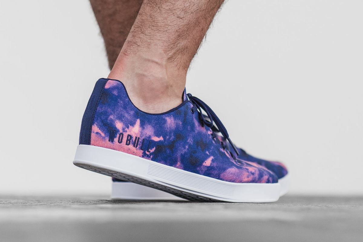 Indigo Pink Men's Nobull Tie-Dye Canvas Trainers | USA985701