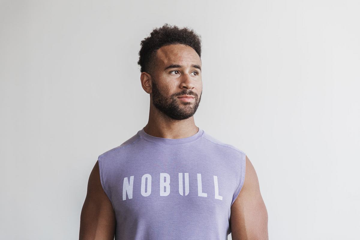 Lavender Men's Nobull Sleeveless T Shirts | USA271839