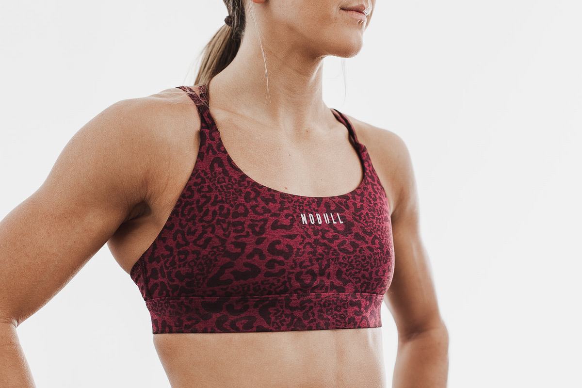 Leopard Women\'s Nobull Plush Heather Sports Bras | USA609258