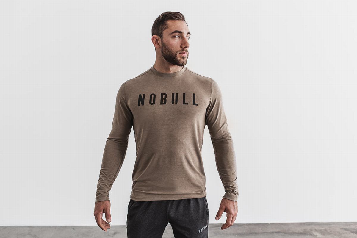 Light Brown Men\'s Nobull Long Sleeves | USA356428