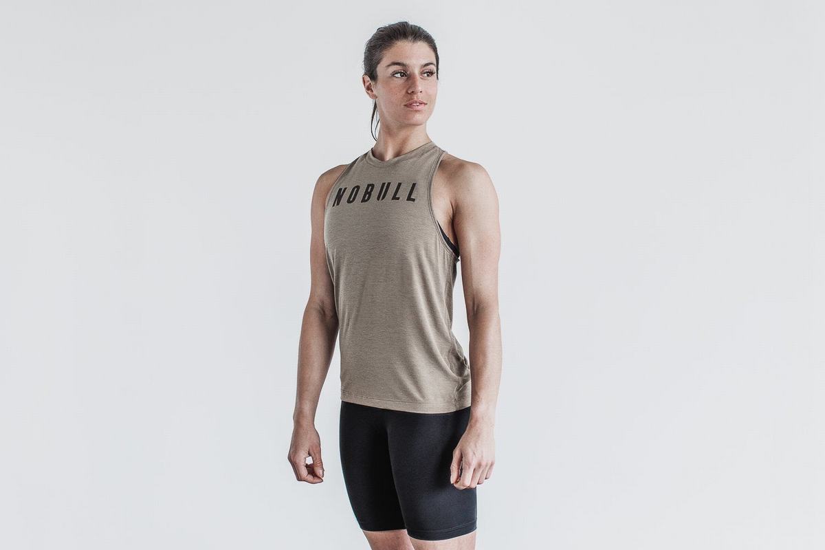 Light Brown Women's Nobull High-Neck Classic Colors Tank Tops | USA153960