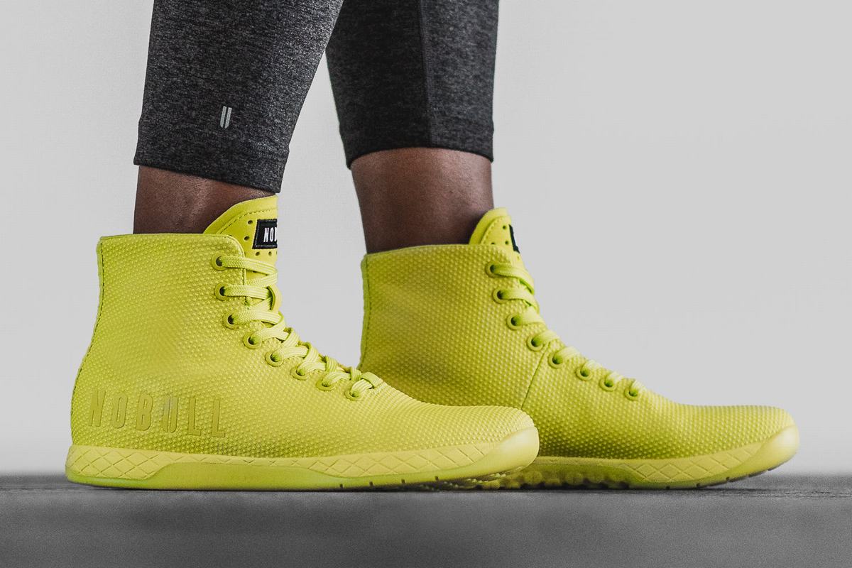 Light Green Women's Nobull Superfabric High-Top Neon Trainers | USA859173