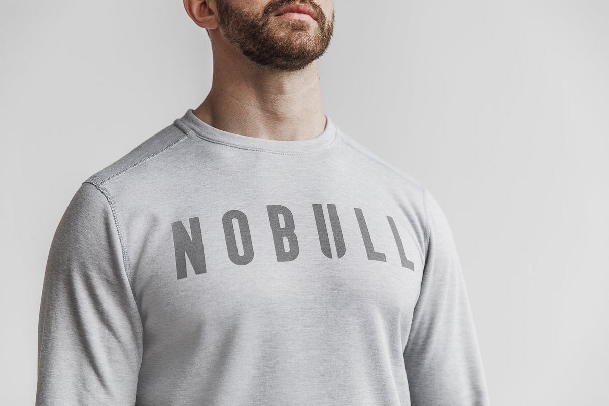 Light Grey Men's Nobull Crew Sweatshirts | USA416073