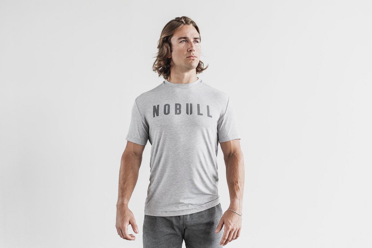 Light Grey Men\'s Nobull T Shirts | USA563170