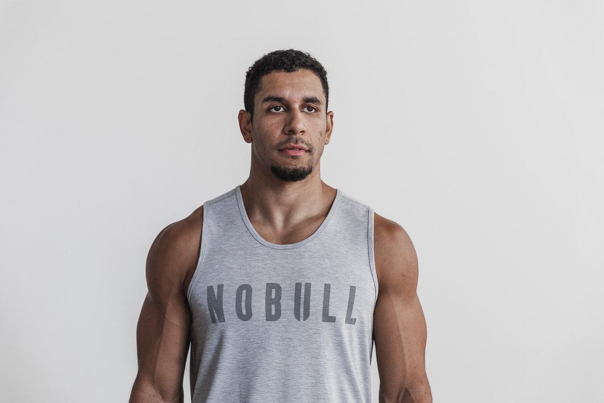 Light Grey Men\'s Nobull Tank Tops | USA625374