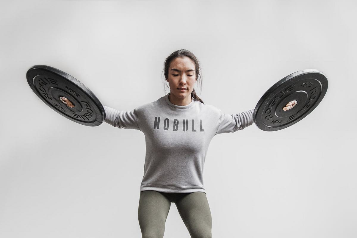 Light Grey Women's Nobull Crew Sweatshirts | USA423601