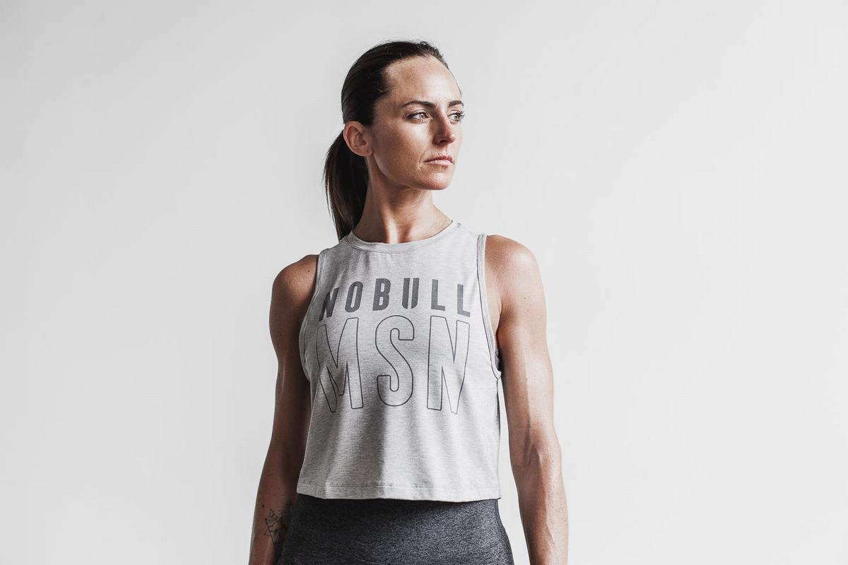 Light Grey Women\'s Nobull Muscle (Madison) Tank Tops | USA563470