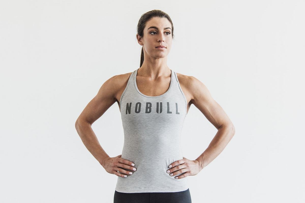 Light Grey Women\'s Nobull Racerback Tank Tops | USA517092