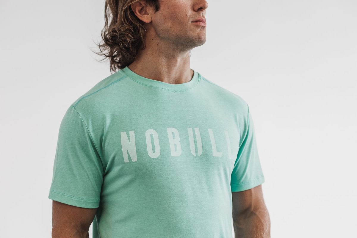 Light Turquoise Men's Nobull T Shirts | USA954182