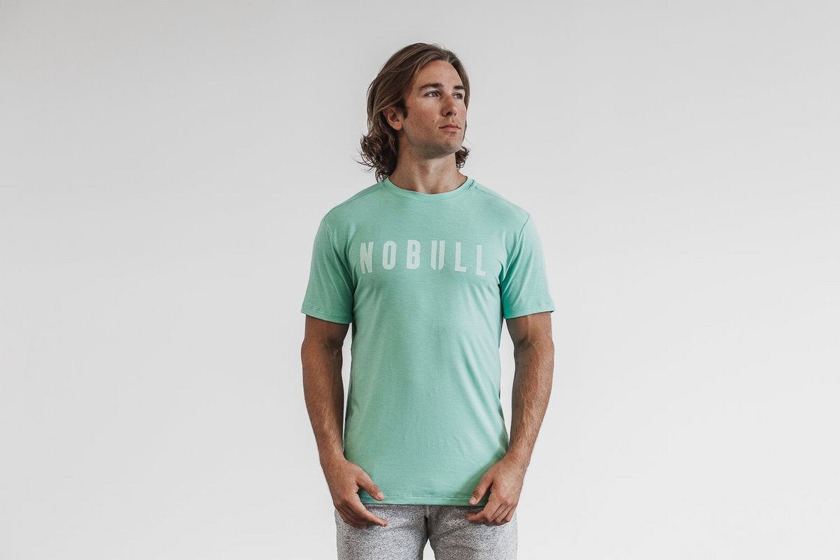 Light Turquoise Men\'s Nobull T Shirts | USA954182