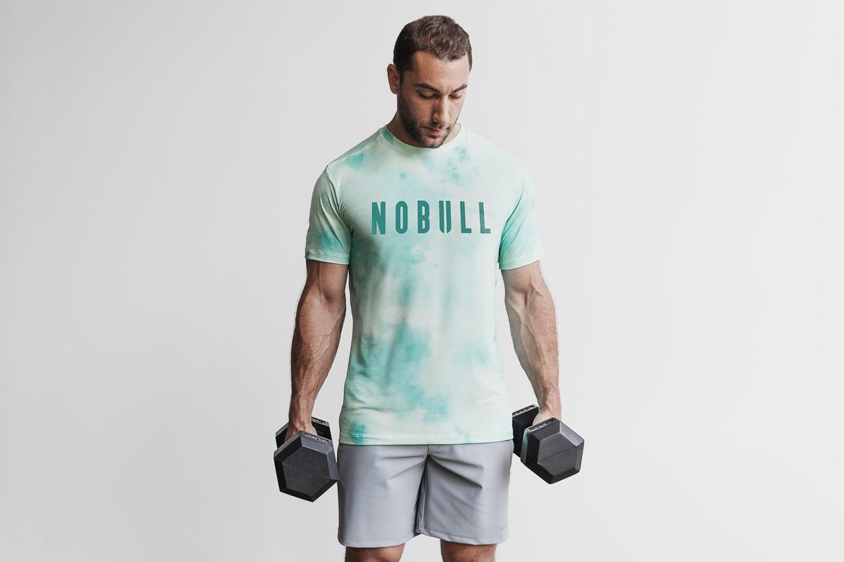 Light Turquoise Men's Nobull Tie-Dye T Shirts | USA564917