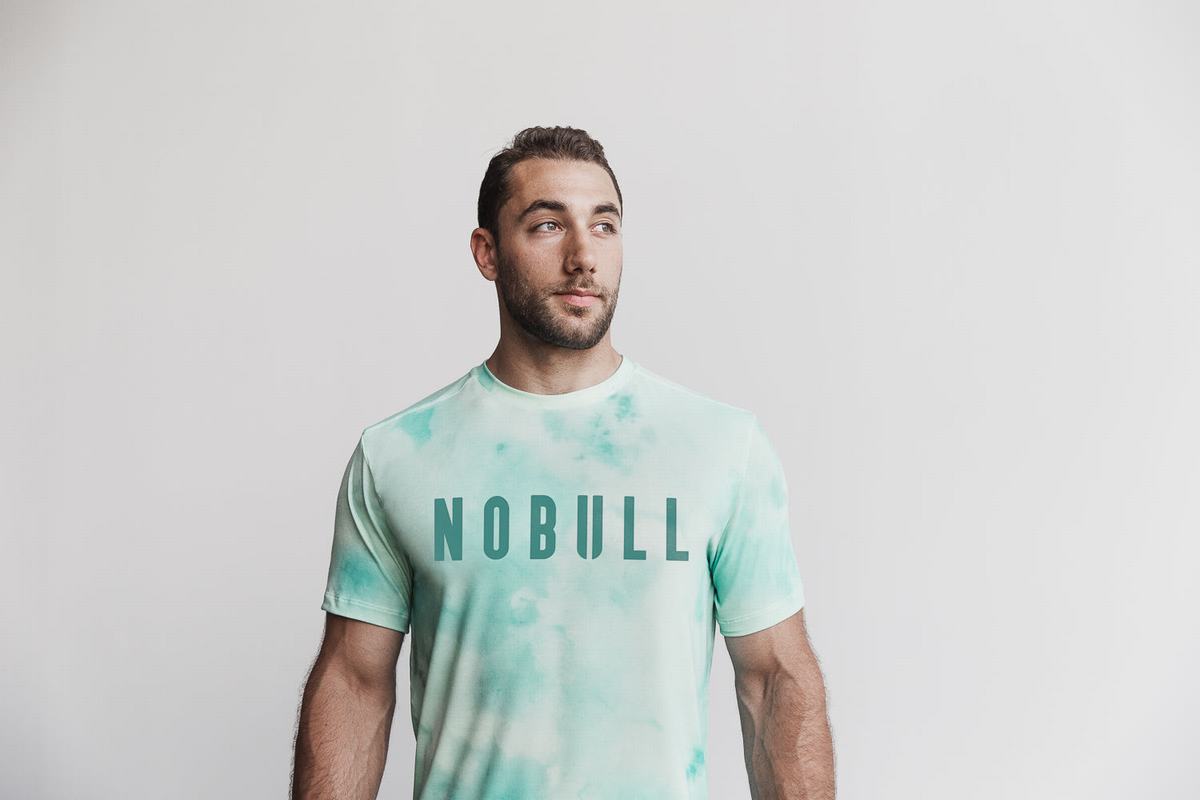 Light Turquoise Men\'s Nobull Tie-Dye T Shirts | USA564917