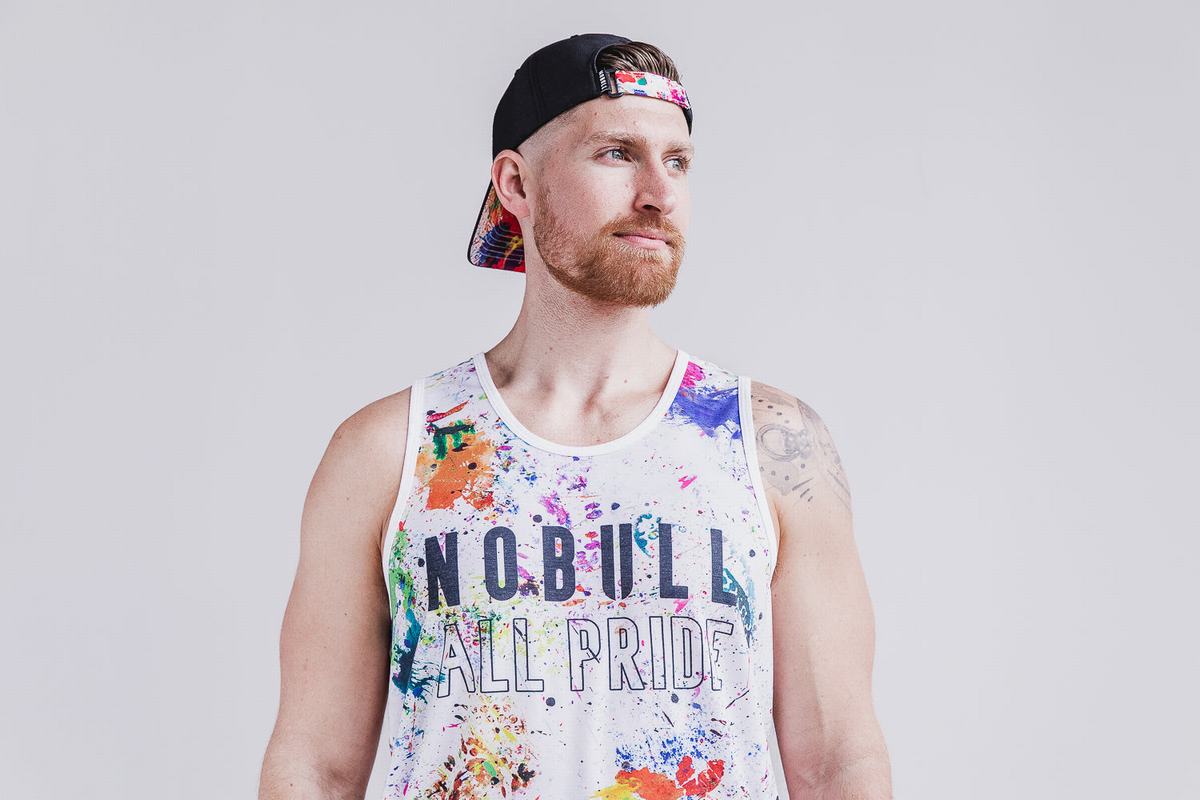 Multicolor Men\'s Nobull Pride Art Work Tank Tops | USA504962