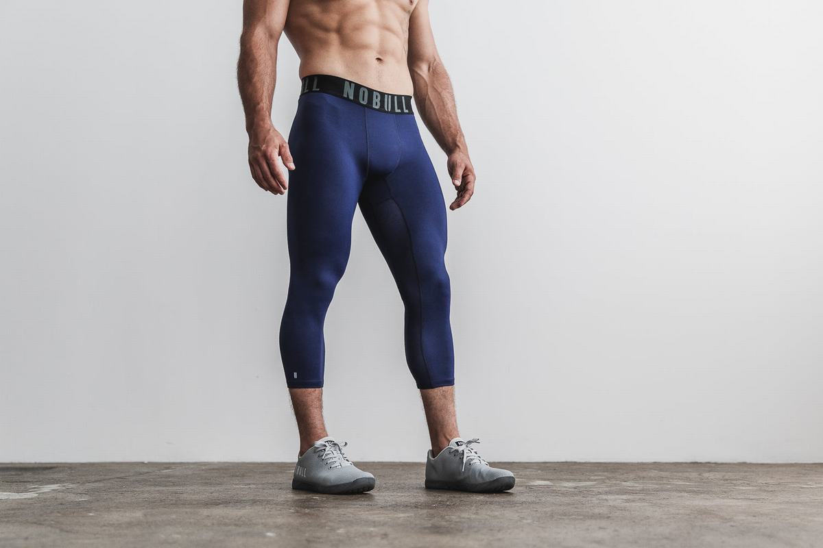 Navy Men\'s Nobull 3/4 Compression Tight Tights | USA864312