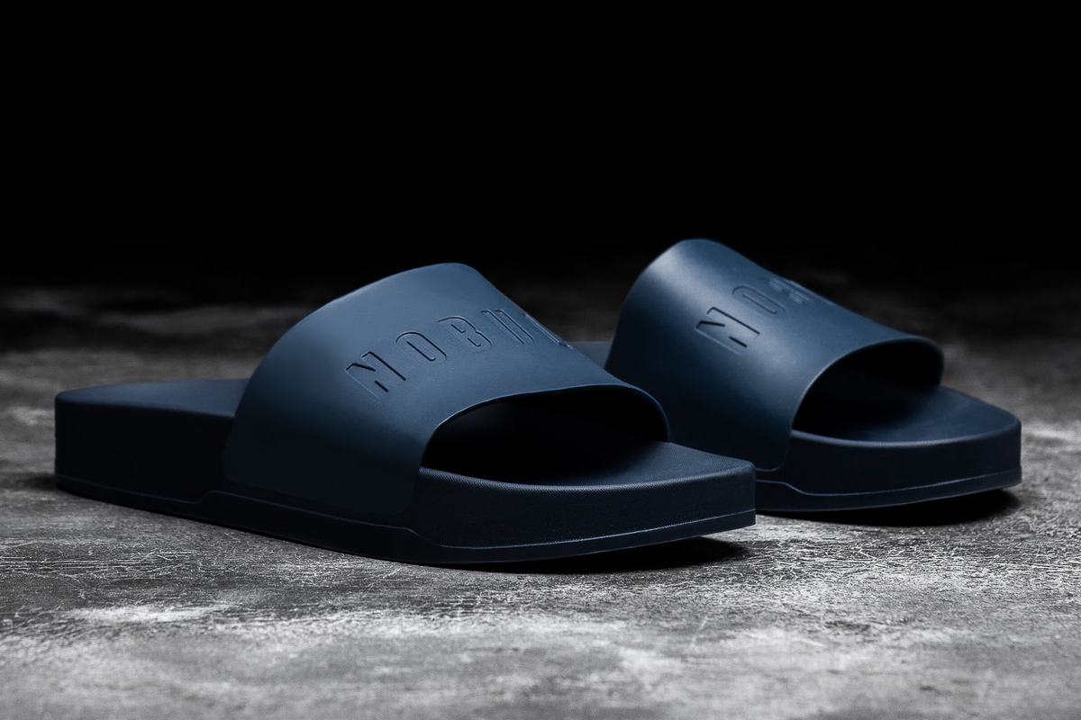 Navy Men's Nobull Slides | USA592147