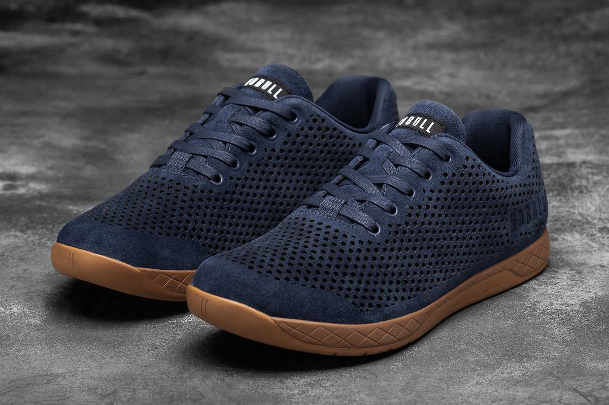 Navy Men's Nobull Suede Trainers | USA823196