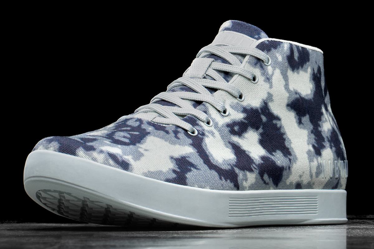 Navy Men's Nobull Tie-Dye Canvas Mid Trainers | USA521963