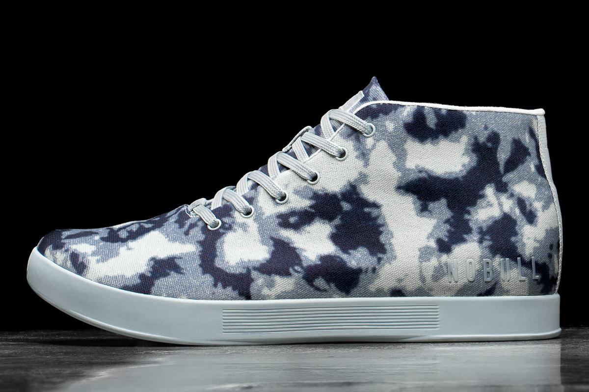 Navy Men\'s Nobull Tie-Dye Canvas Mid Trainers | USA521963