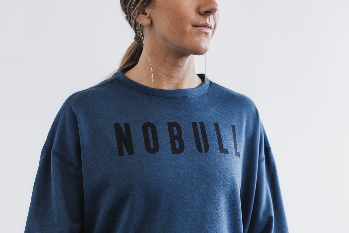 Navy Women's Nobull Crew Sweatshirts | USA921856