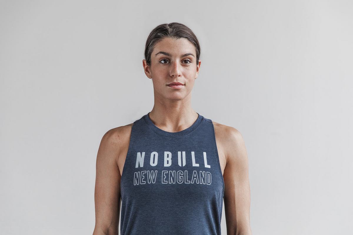 Navy Women\'s Nobull High-Neck New England Tank Tops | USA173689