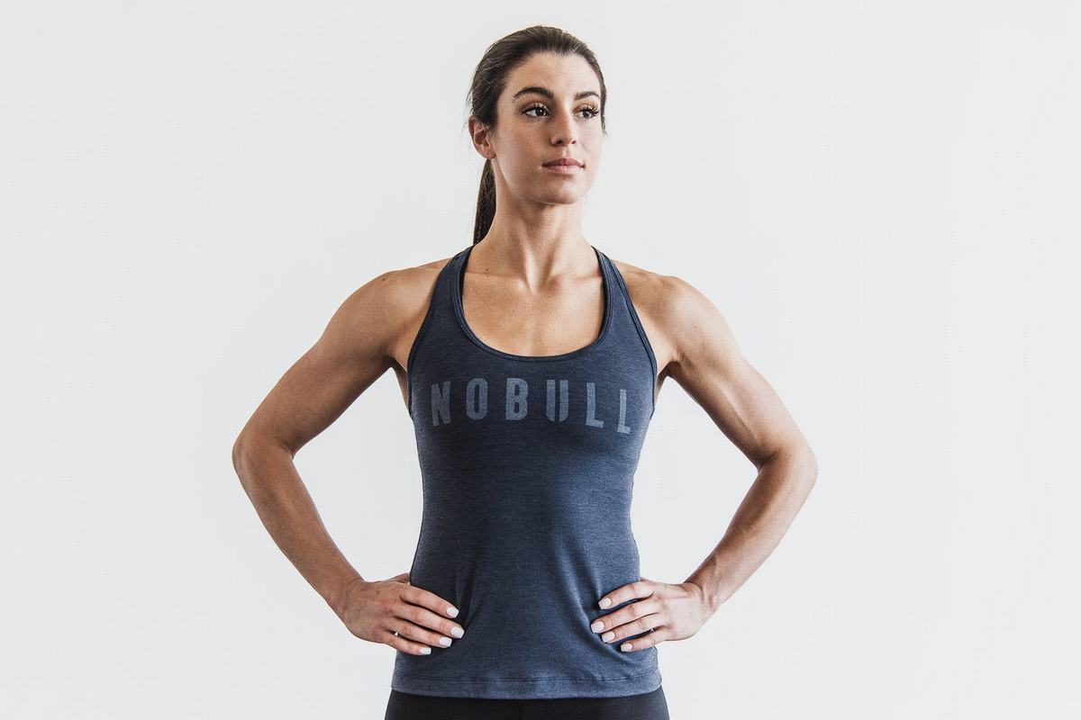 Navy Women\'s Nobull Racerback Tank Tops | USA589346