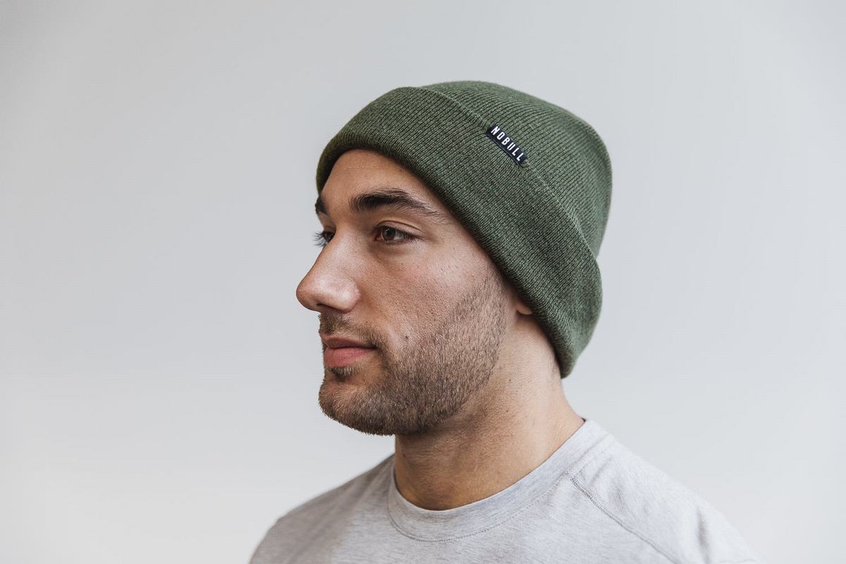 Olive Men\'s Nobull Cuffed Beanie | USA207351