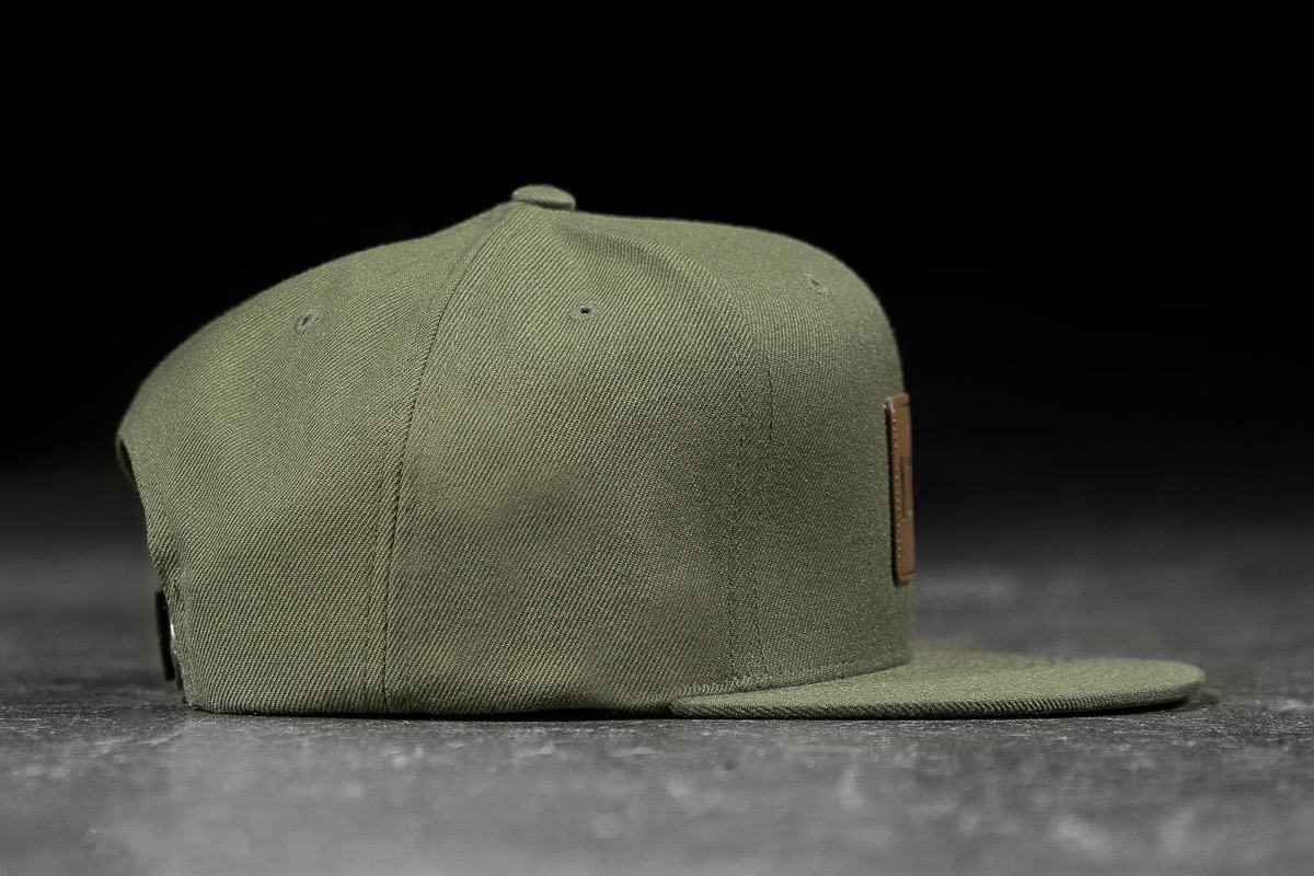 Olive Men's Nobull Flat-Brim Snapback Hats | USA809673