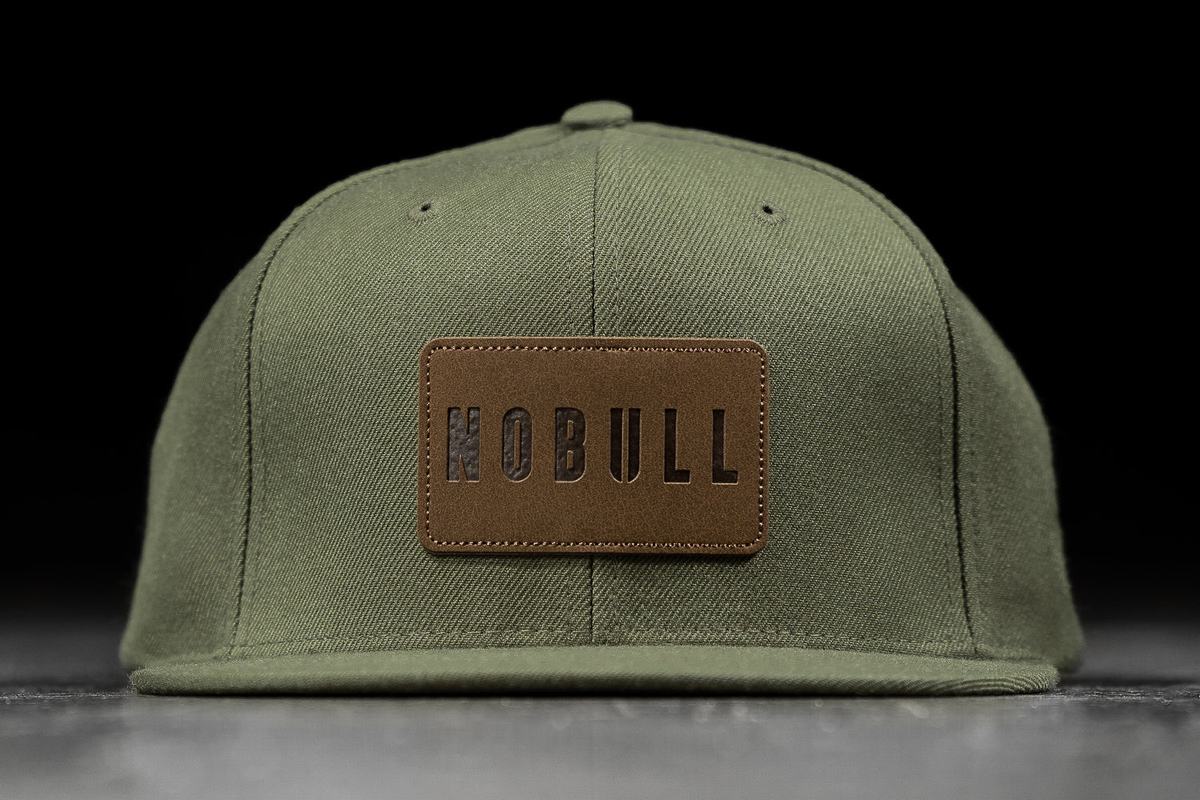 Olive Men\'s Nobull Flat-Brim Snapback Hats | USA809673