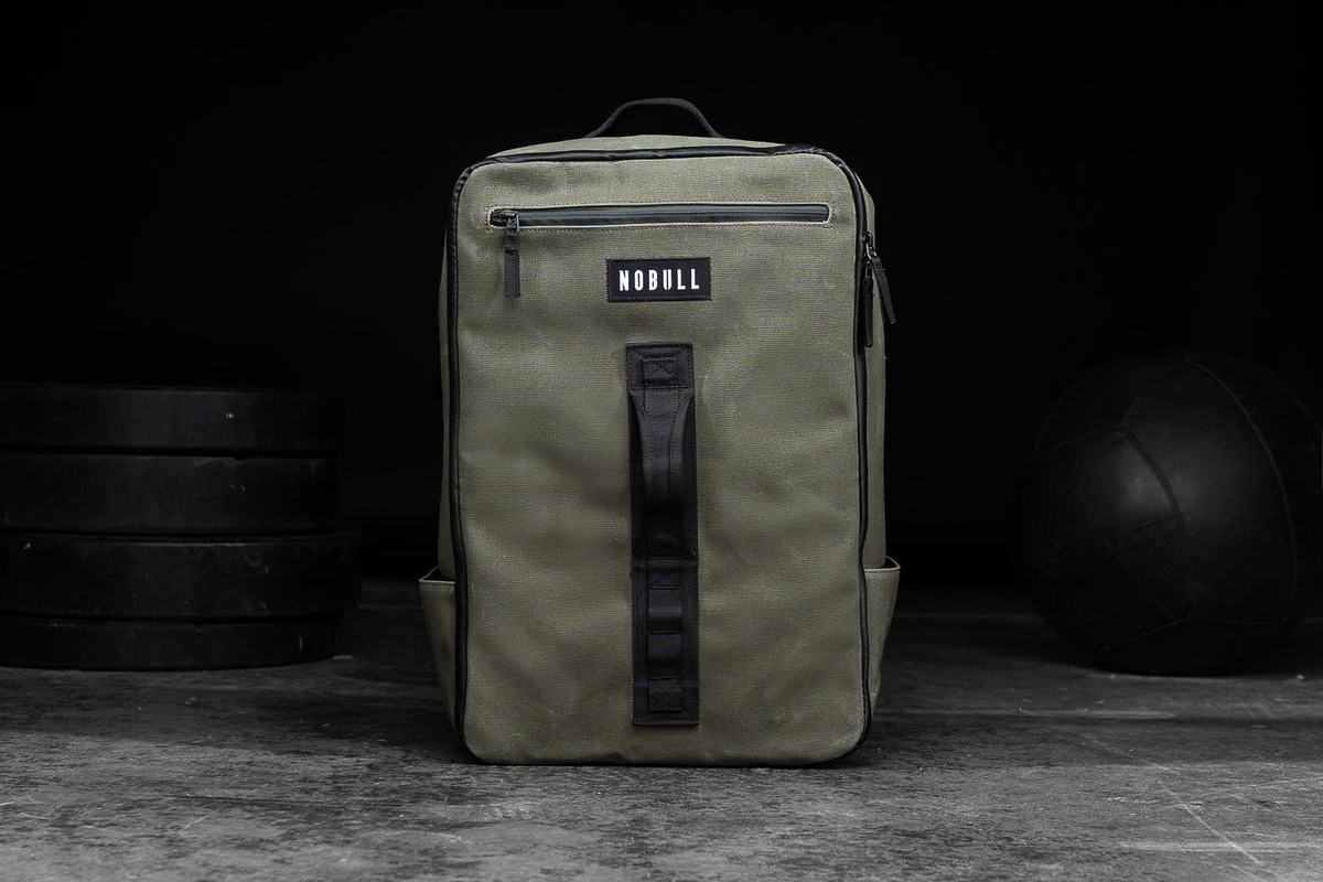 Olive Men\'s Nobull Waxed Canvas Backpacks | USA472301