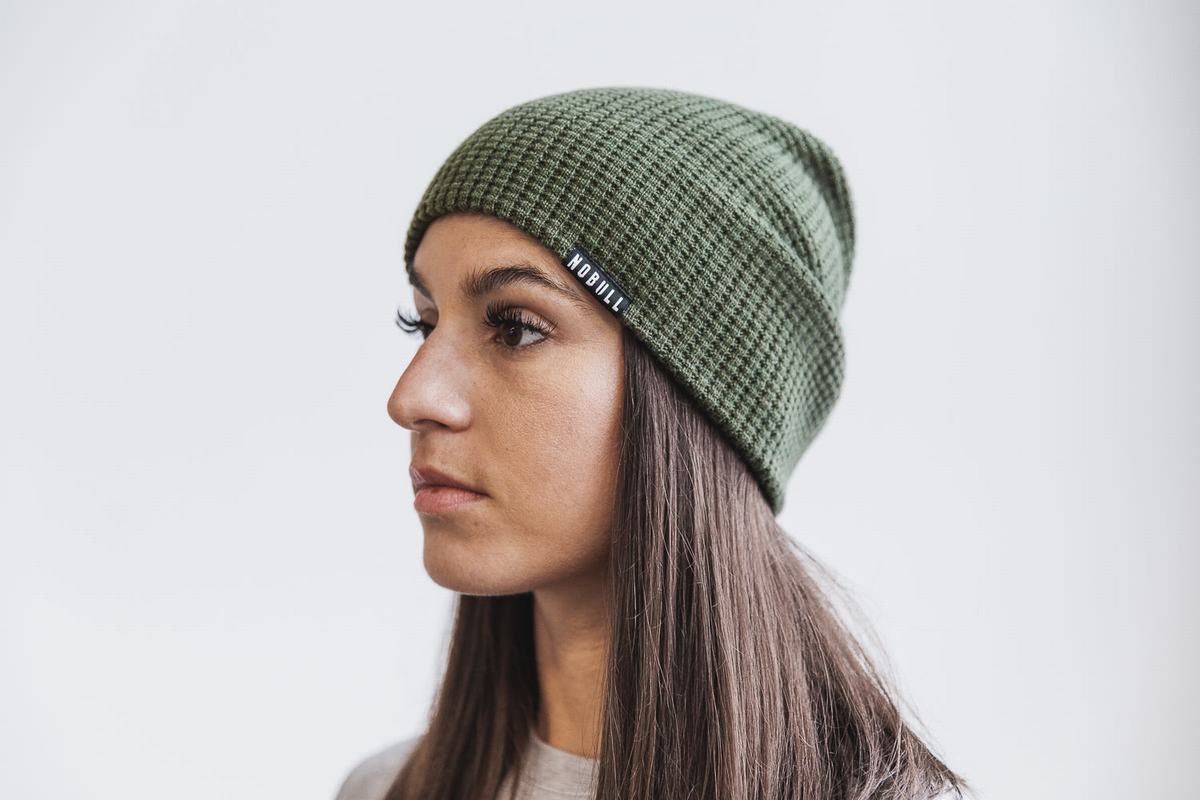 Olive Women's Nobull Waffle Beanie | USA621987