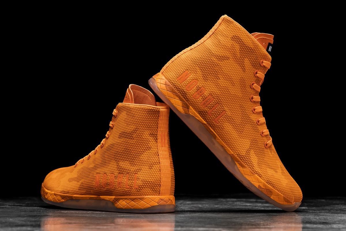 Orange Camo Men's Nobull Superfabric High-Top Neon Trainers | USA608257