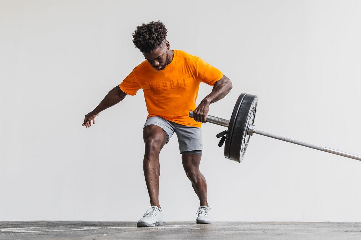 Orange Camo Men's Nobull T Shirts | USA286593